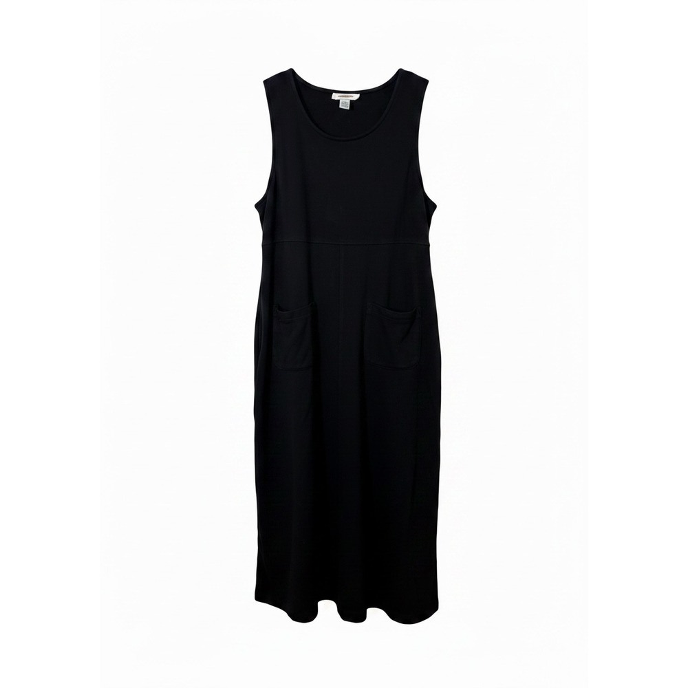 Talbots Petites Black Sleeveless Midi Dress with Pockets Size P